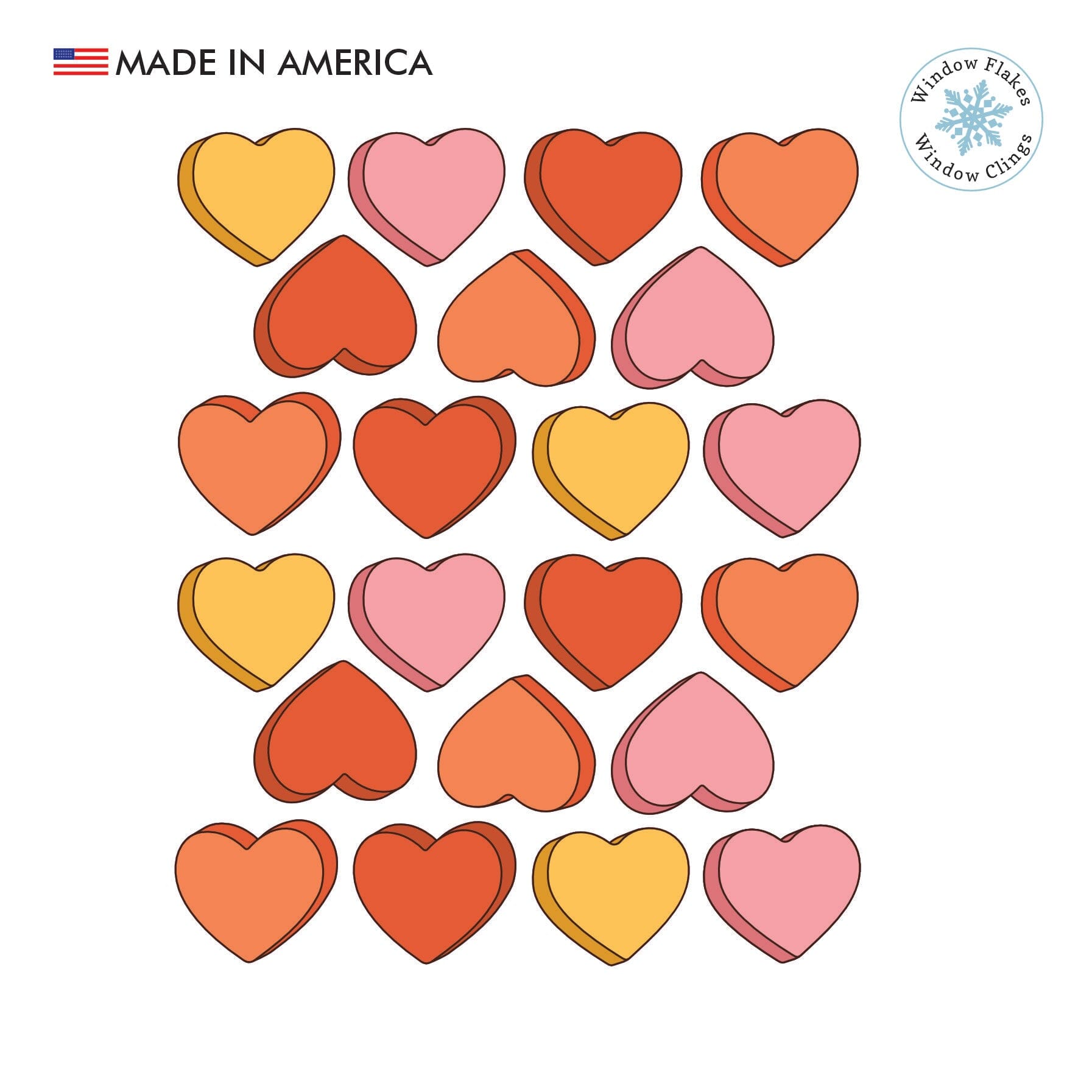Retro Hearts Valentine's Day Stickers