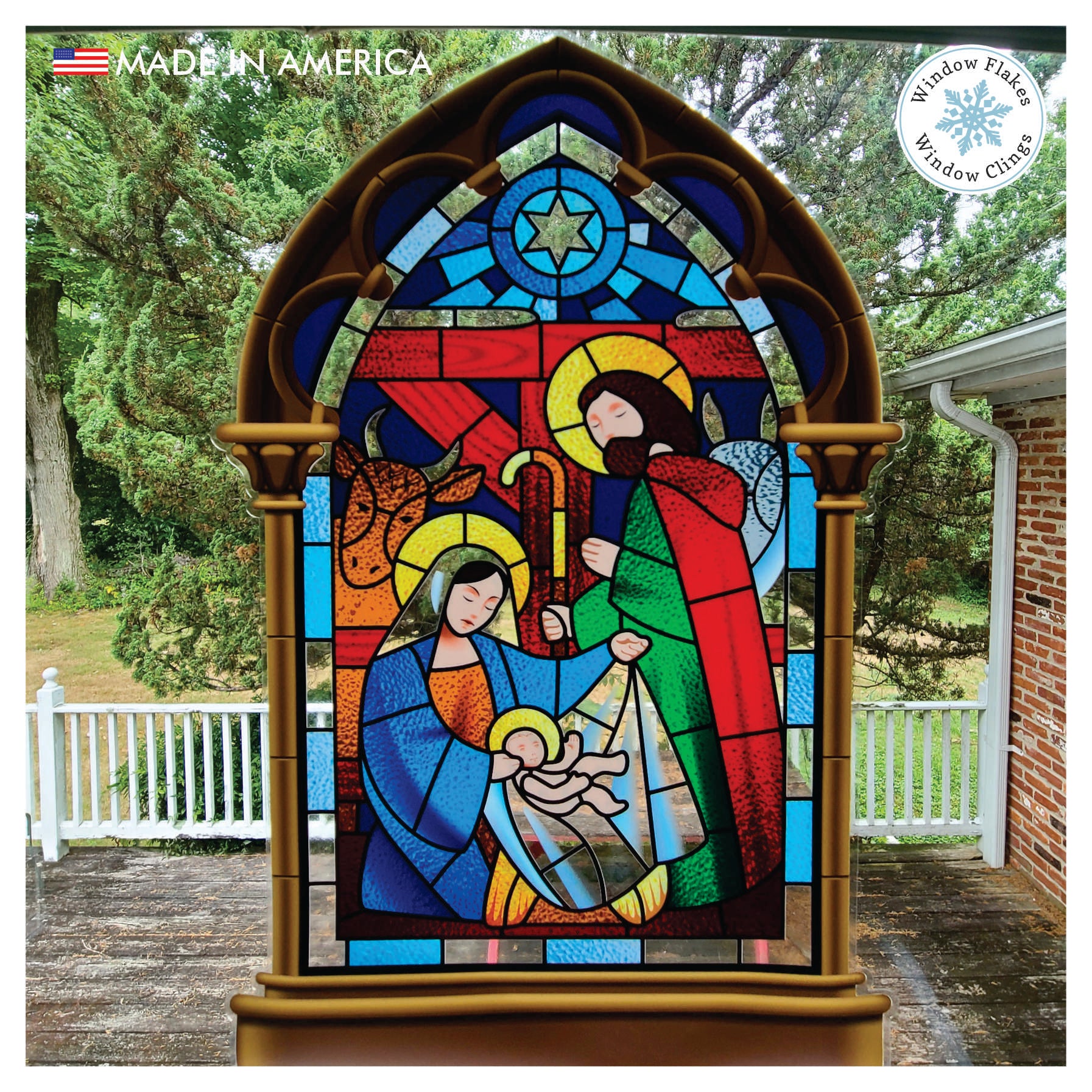 nativity scene stained glass