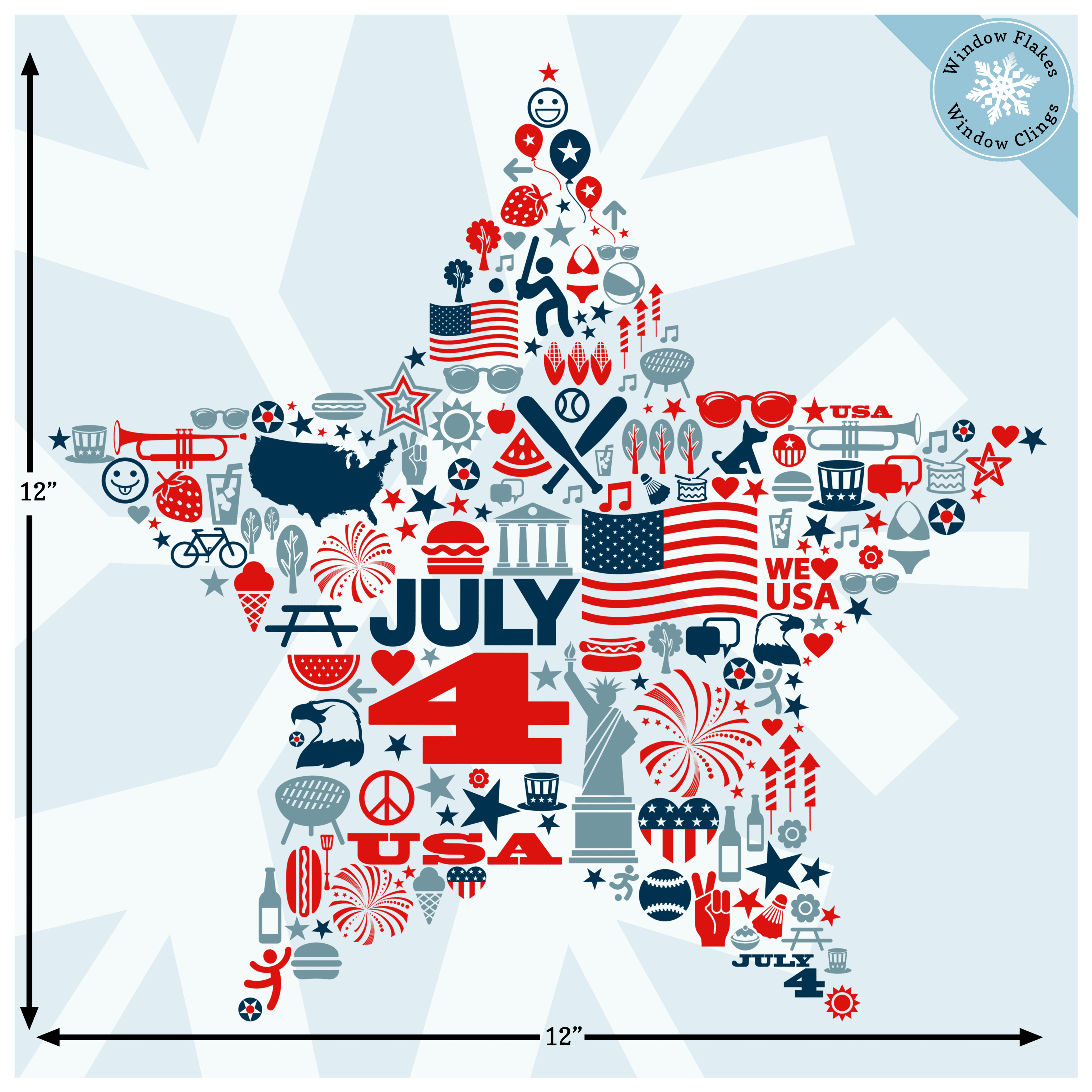 4th of July Star Window Cling Independence Day Decoration