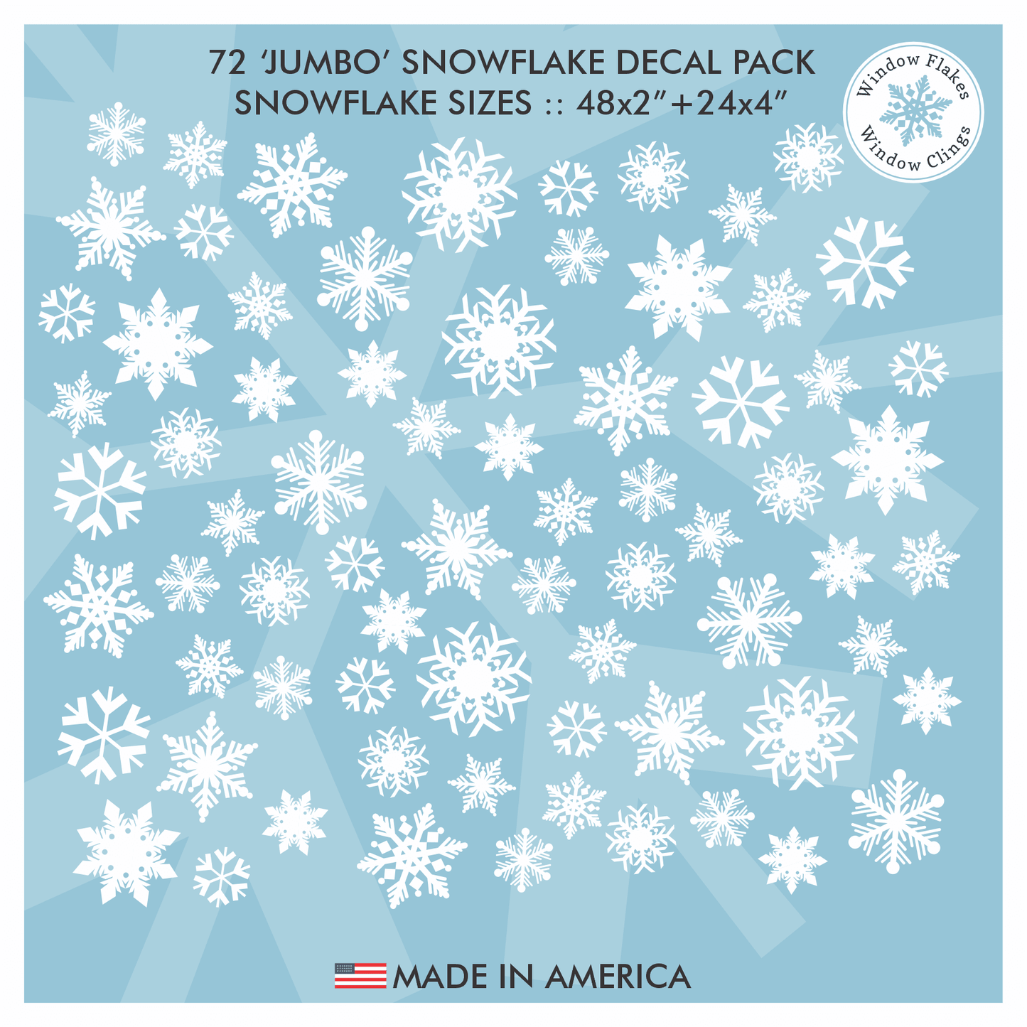 Window Flakes 14 Snowflake, Big Flakes Pack of Snowflake Clings