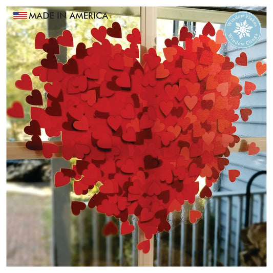 Ivenf Valentines Day Decorations Heart Window Clings Decor, Kids School Home Office Large Valentines Hearts Accessories Birthday Party Supplies