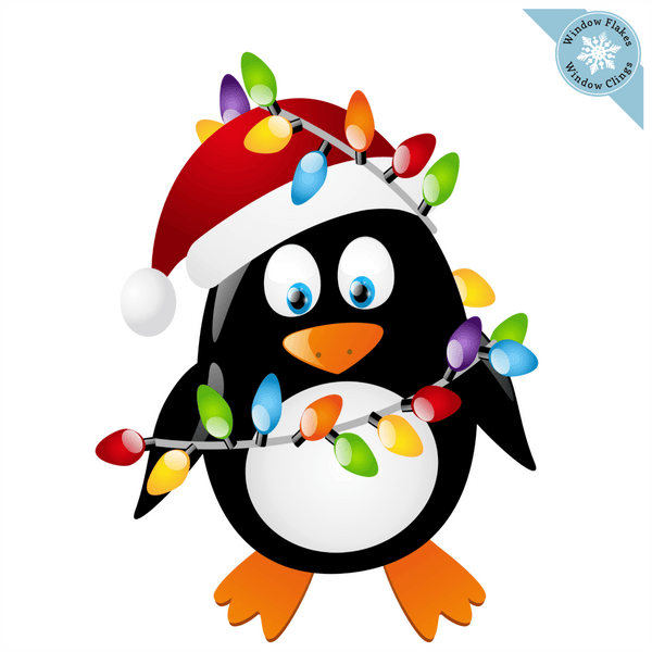 Christmas Penguin with Lights Window Cling – Window Flakes