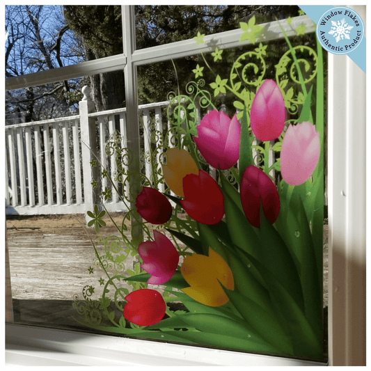 decalmile Garden Flower Window Clings Iris Daffodil Floral Window Stickers  Double Sided Glass Window Doors Baby Shower Window Decals : : Home